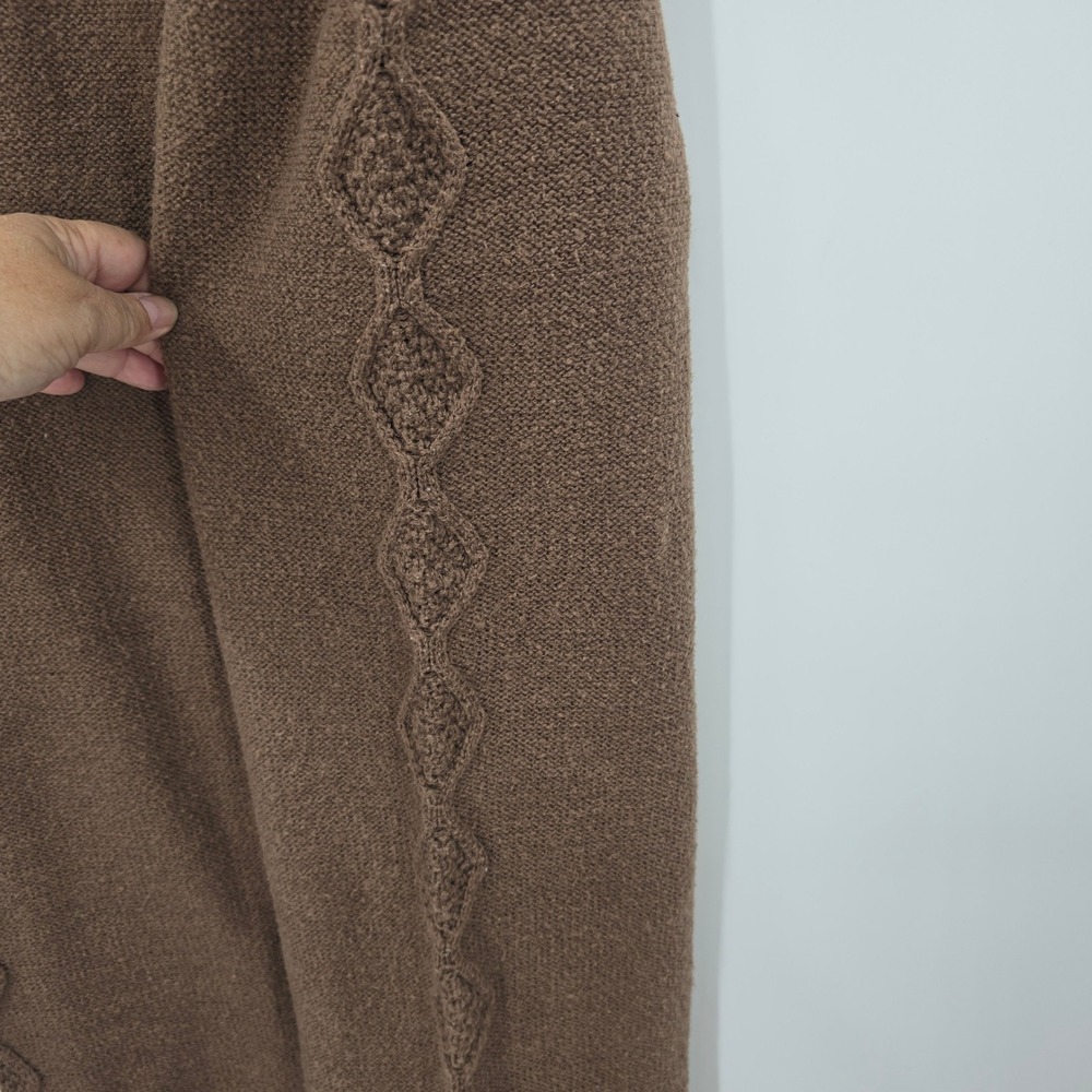 SHEIN Womens Brown‎ Knit Wide Leg Pants Diamond Crochet Trim Size M  6 - Picture 3 of 9
